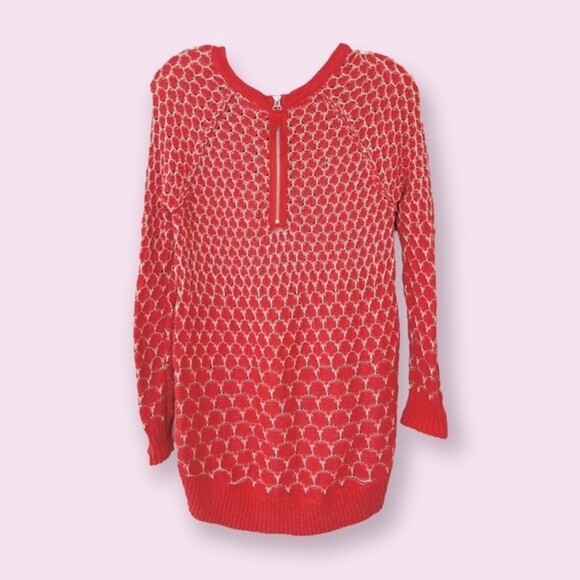 Anthropologie MOTH Crochet Tunic Top Coral Cream Long Sleeve Boho Womens Size XS - Picture 2 of 7